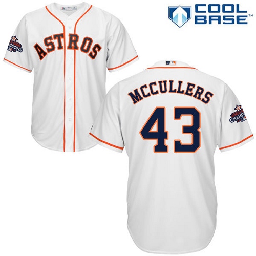 Astros #43 Lance McCullers White Cool Base World Series Champions Stitched Youth MLB Jersey - Click Image to Close